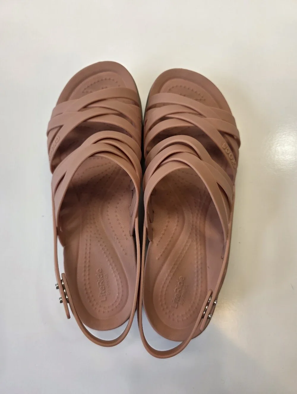 Crocs LiteRide Pink Strappy Platform Wedge Sandals Women’s Size 9